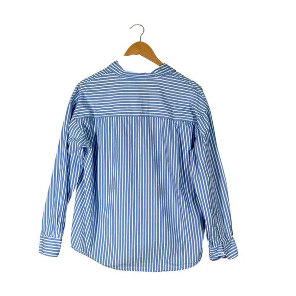 Talulah Blue White Stripe Cotton Pajama Set Button Shirt Shorts Small - Picture 4 of 12